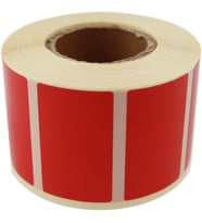 Kuşe Kırmızı Renk Baskılı Etiket 50mm x 30mm Ölçülerinde 1000 Adet 40mm Kuka Çapında Kendinden Yapışkanlı Rulo Etiket (Kırmızı)