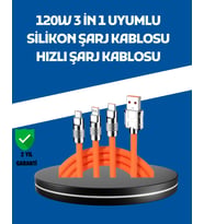 120W Şarj Destekli 3’ü 1 Arada Çoklu Şarj Kablosu – 1.2 Metre