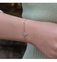 Kutup Yıldızı Figürlü Zirkon Taşlı Mine İşli Rose Gold Kaplama Gümüş Bileklik