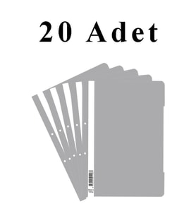 20 Adet A4 Gri Telli Dosya 1 Paket Ekonomik Kaliteli Telli Dosya Ofis Büro Okul