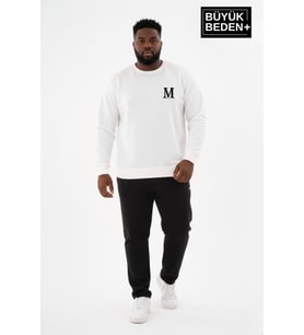 Erkek Büyük Beden M Baskılı Bisiklet Yaka ince Sweatshirt SPR26BSW956-13