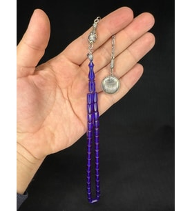 ATEŞ KEHRİBAR TESBİH LACİVERT RENKLİ KESME KESİM 10,5MMX6,5MM T-657 (Çok Renkli)