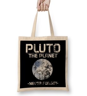 Cute Pluto The Planet Never Forget Distressed Bez Çanta Uzun Saplı