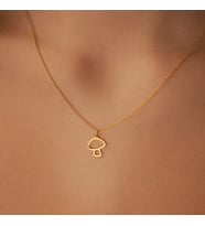 Kişiye Özel 925 Ayar Gümüş Minimal Tasarım Mini Mantar Kolye (Gold)