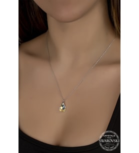 Union Swarovski Crystal Kadın 16 mm Damla Gümüş Kolye