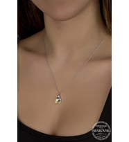 Union Swarovski Crystal Kadın 16 mm Damla Gümüş Kolye