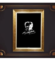 Altın Varaklı Çerçeveli Paspartulu Atatürk Tablo z4820 (Gold)