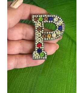 5X4 CM ÜTÜ İLE YAPIŞAN TAŞLI RENKLİ P HARFİ ARMA