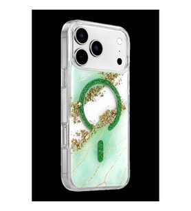 Onegif Apple İphone 17 Pro Lotus Simli Magsafe Kapak - Yeşil