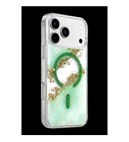 Onegif Apple İphone 17 Pro Lotus Simli Magsafe Kapak - Yeşil