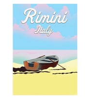 Rimini Italya Plaj Afişi Tablo Ahşap Poster Dekoratif