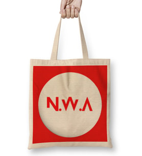 N W A Group Logo Bez Çanta Uzun Saplı