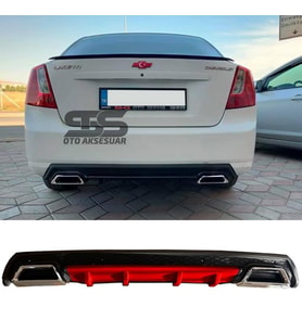 Chevrolet Lacetti Difüzör Arka Tampon Eki 2 Egzoz Çıkışlı kırmızı Lüx Tip