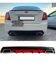 Chevrolet Lacetti Difüzör Arka Tampon Eki 2 Egzoz Çıkışlı kırmızı Lüx Tip