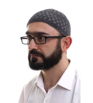 Baba Günü Hediyesi - Füme Gri Hasır Desen Kışlık Kadife Namaz Takkesi (Füme-Gri)