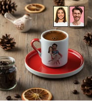 Kişiye Özel Karikatürlü Sevgiliye Hediye Türk Kahvesi Fincanı Sevgililer Günü Hediyesi