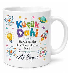 İsimli Çocuk Kupası Küçük Dahi Yazılı Özel Baskılı Porselen Kupa Bardak Hediye