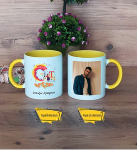 Grafiker Kupa Bardak Sarı Fotoğraflı Grafikere Hediye