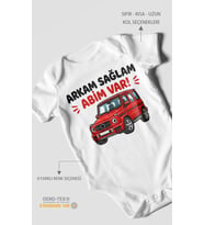 Arkam sağlam abim var Kısa Kollu Bebek Body %100 Pamuk