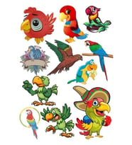Papağan Sticker Set-1 12 Parça Telefon, Tablet, Defter, Laptop Sticker