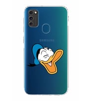 Samsung Galaxy M21  Kamera Korumalı Kapak Donald Duck Tasarımlı  Şeffaf  Kılıf