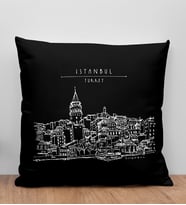 BK Gift İstanbul Tasarımlı Siyah Kırlent Yastık, Arkadaşa Hediye, Ev Dekorasyonu, Ev Hediyesi-4