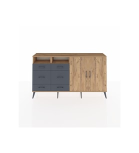 Arges Konsol 4 Raflı 6 Çekmeceli 2 Kapaklı 176x30x99 Çam-Çam/Antrasit