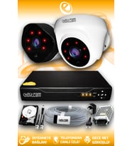 ELITCAM 2 Kameralı Uzay 1 İç Kamera Set 1 TB HDD Full HD Gece Görüşlü Güvenlik Kamerası Sistemi