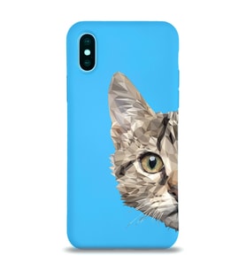 Apple iPhone X Uyumlu Lansman Kılıf Catface Tasarımlı Altı Kapalı İçi Kadife Kaplı Silikon Kapak (Şeffaf)