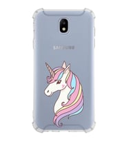 Samsung Galaxy J7 Pro  Köşe Korumalı Antişok Kapak Unicorn Tasarımlı Şeffaf Silikon Kılıf