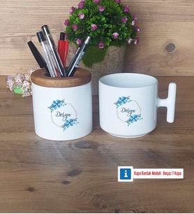 İsme Özel Doğum Günü Hediyesi Kalemlik, Kupa Bardak T Kişiye Özel Hediye (Model 1)