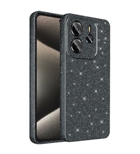 Coverzone Xiaomi Redmi Note 14 5G ile uyumlu Z-Jelly K?l?f Kamera Korumal? Simli I??lt?l? Renkli Parlak Silikon Kapak - Siyah