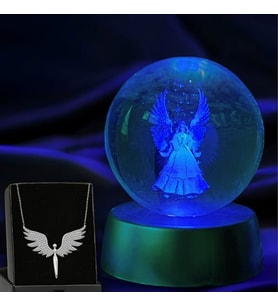 Dekoratif Melek  3d Cam Küre Ve Melek Kolye Hediyeli
