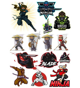 Savaşçı Ninja Sticker Set-1 14 Parça Telefon, Tablet, Defter, Laptop Sticker