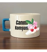 Canım Komşum Baskılı Mavi Kulplu C Fincan