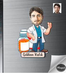 Kişiye Özel Eczacı Erkek Ahşap Magnet -1