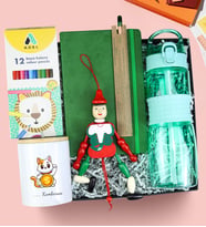Kişiye Özel Defter & Kalem & Kumbara & Matara & Kuru Boya & Kukla Hediye Seti