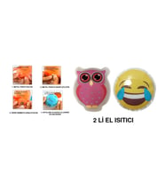 GÜLEN EMOJİ PEMBE BAYKUŞ CEP SOBASI,EL ISITICI,2 ADET SICAK SU TORBASI PVC  9cm