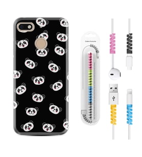 General Mobile GM8 Go GM9 GM20 Pro Plus Kılıf Kablo Koruma Spiral Silikon Panda Suratları 1773