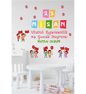 Efekt Reklam 23 Nisan Çocuk Bayramı Mutlu Çocuklar Balonlar  Çocuk Odası Duvar Cam Sticker