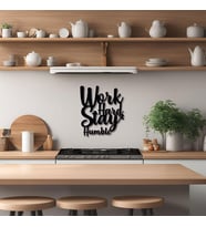 Dekoratif Metal Sanatı Workd Hard Metal Duvar Tablosu İmza (Siyah)