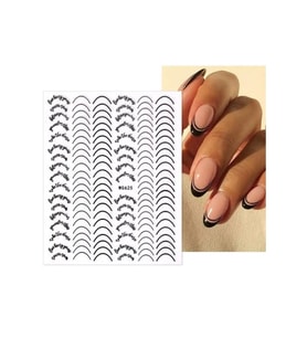 Oval Siyah French Desenli Tırnak Yapışkanı Wg625