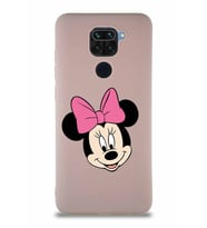 Xiaomi Redmi Note 9 Soft Premier Kapak Minnie Mouse-C Tasarımlı Silikon Kılıf - Pudra (Şeffaf)