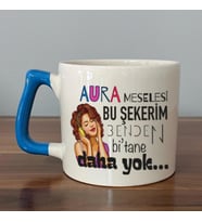 Aura Meselesi Bu Şekerim Baskılı Mavi Kulplu D Kupa