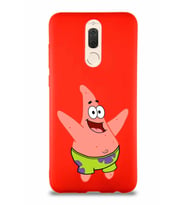 Huawei Mate 10 Lite Soft Premier Kapak Patrick Yıldız Tasarımlı Silikon Kılıf - Kırmızı (Şeffaf)