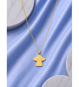 Kişiye Özel 925 Ayar Gümüş UFO Tasarım Kolye (Gold)