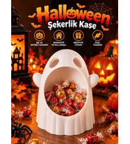 Halloween Cadılar Bayramı Dekoratif Büyük Ağızlı Hayalet Şekerlik Kase Masa Üstü Dekor