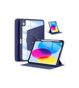 iPad Air 11 inç 2024 M2 Çipli 6.Nesil Uyumlu 360° Dönebilen Standlı Pino Tablet Kılıfı (Lacivert)