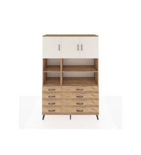 Hyperion Dolap 8 Raflı 8 Çekmeceli 3 Kapaklı 132x44x195 Çam-Aytaşı/Çam