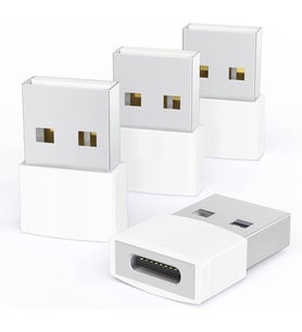 USB - USB C Adaptörü 4 Paket, Tip C Dişi - USB Erkek Dönüştürücü Güç Şarj Kablosu Adaptörü MagSafe Apple Watch Serisi 10/SE/Ultra 2 iPhone 17 E Air Pro Max AirPods Pro ile Uyumlu, Beyaz